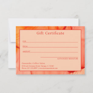 Modernes Red Orange Elegantes Geschenkgutschein