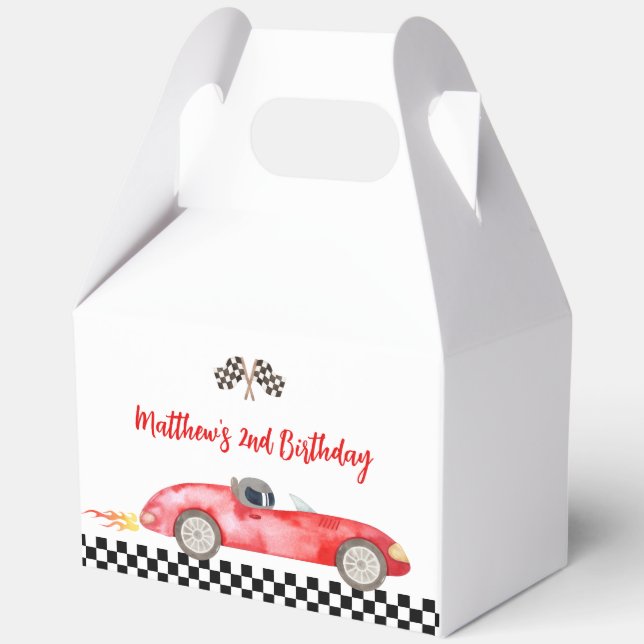 Modernes Red Race Car Birthday Geschenkschachtel (Vorderseite)