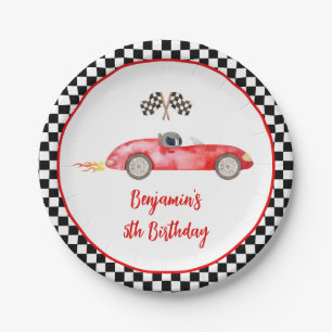 Modernes Red Race Car Birthday Pappteller