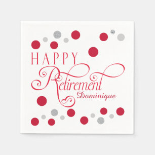 Modernes Red Retirement Party Napkins Serviette