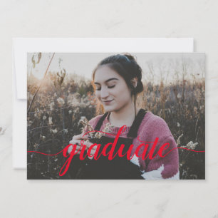 Modernes Red Script Foto High School Abschluss Ankündigung