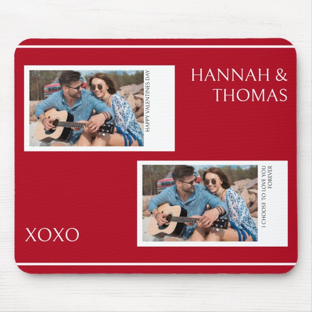 Modernes Red Valentinstag Custom Foto Mousepad (Vorne)
