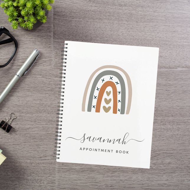 Modernes Regenbogengrau-Rose-Monogramm 2026 Planer (Von Creator hochgeladen)
