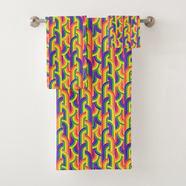 Modernes Regenbogenmuster Badhandtuch Set (Insitu)
