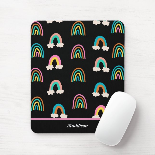 Modernes Regenbogenmuster - individueller Name Mousepad (Mit Mouse)