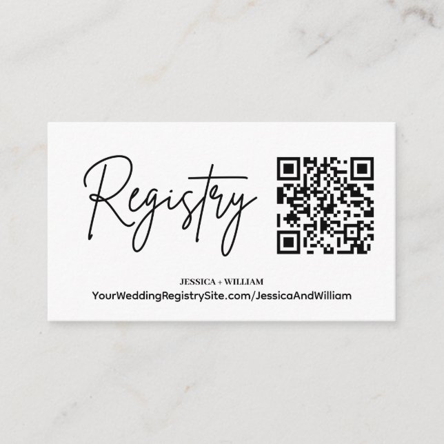 Modernes Register | Hochzeitregister QR-Code Begleitkarte (Vorderseite)