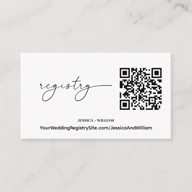 Modernes Register | Hochzeitregister QR-Code Begleitkarte (Vorderseite)