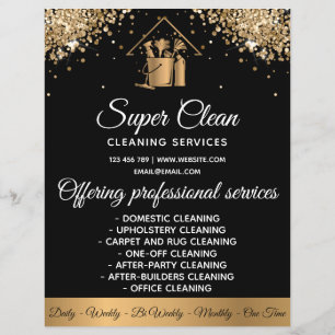 Modernes ReinigungsHouse Sparkling Gold Glitzer Flyer