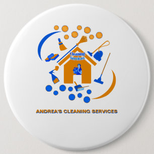 Modernes Reinigungsunternehmen Orange Blue Logo Button
