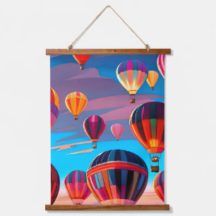 Modernes Reiseballonhimmel-Festival Wandteppich Mit Holzrahmen