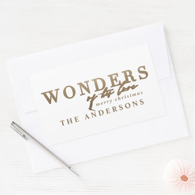 Modernes religiöses Chic Gold im Multi-Foto Weihna Rechteckiger Aufkleber (Umschlag)