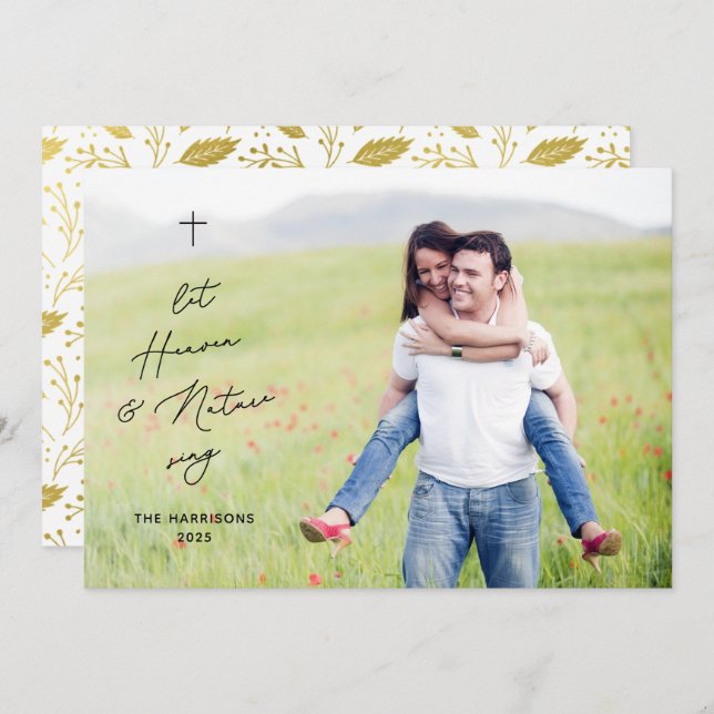 Modernes Religiöses Weihnachtsfest & Natur Foto Feiertagskarte (Vorne/Hinten)