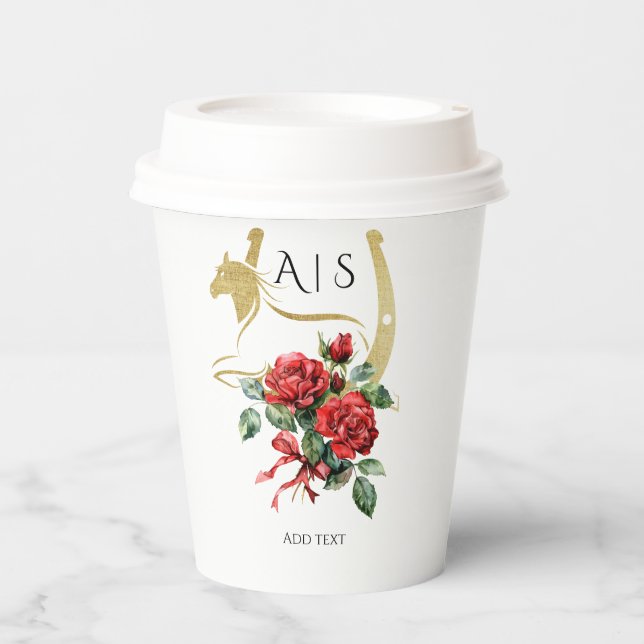 Modernes Rennpferd Derby & Drinks Party Reittiere Pappbecher (Vorderseite)