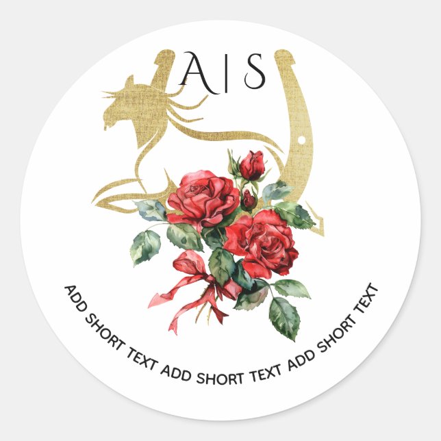 Modernes Rennpferd Derby & Drinks Party Reittiere Runder Aufkleber (Vorderseite)