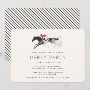 Modernes Rennpferd Derby Party Reitsport Einladung