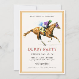 Modernes Rennpferd Derby Party Reitsport Einladung