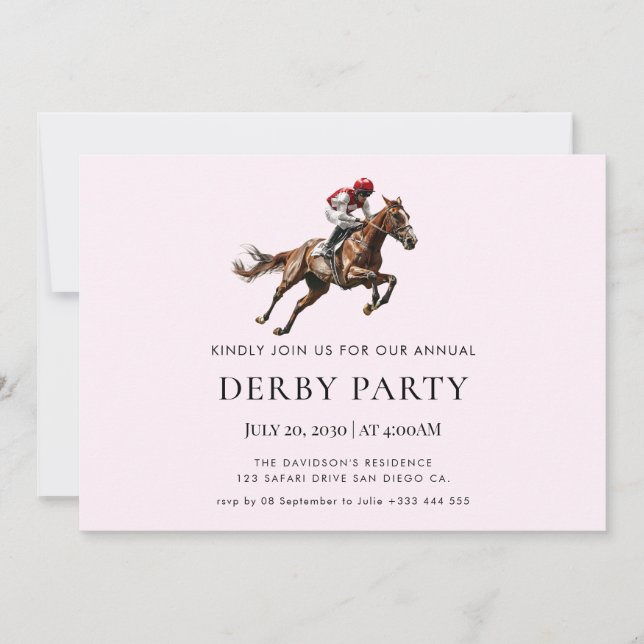 Modernes Rennpferd Derby Party Reitsport Einladung (Vorderseite)