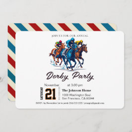 Modernes Rennpferd Derby Party Reitsport Einladung