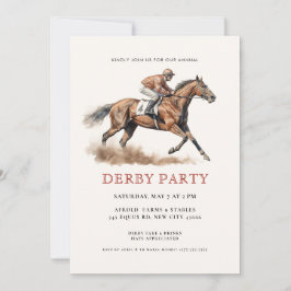 Modernes Rennpferd Derby Party Reitsport Einladung