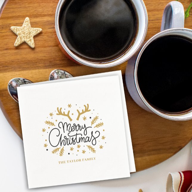 Modernes Rentier Frohe Weihnachts-Party Serviette (Modern Reindeer Merry Christmas Party Napkins)