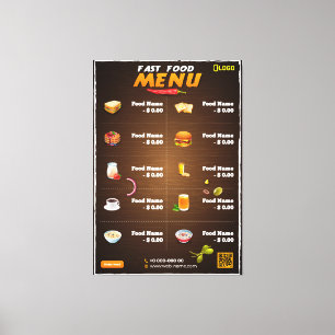 Modernes Restaurant-Menü Leinwanddruck