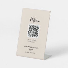 Modernes Restaurant Menü QR Code Social Media Sign Sockelschild