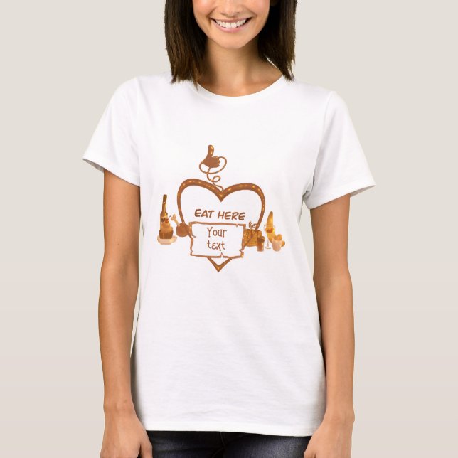 Modernes Restaurant T - Shirt Ess Here (Vorderseite)