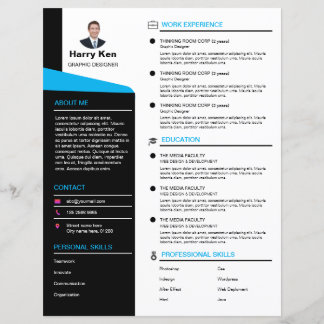 Modernes Resume Template Anpassbares Foto Blue CV
