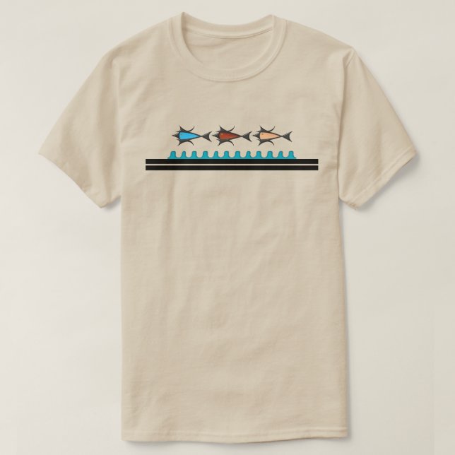 Modernes Retro - 3 Fische T-Shirt (Design vorne)