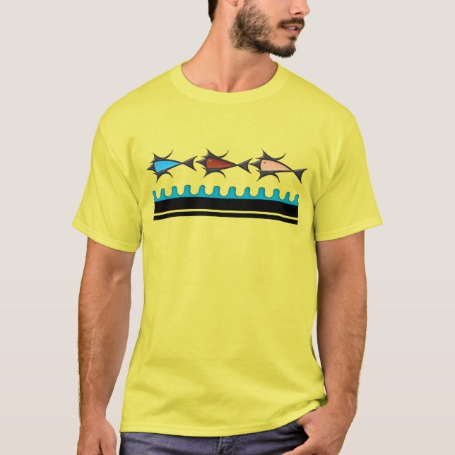 Modernes Retro - 3 Fische T-Shirt (Vorderseite)