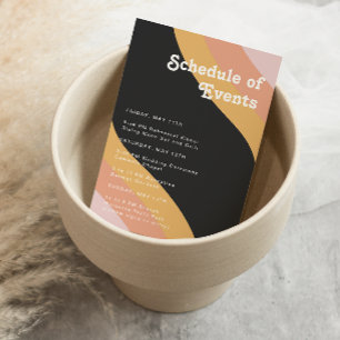 Modernes Retro 70er Jahre Rainbow Dunkles Veransta Begleitkarte