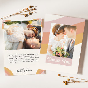 Modernes Retro 70er Jahre Rainbow Flat Foto Dankeskarte