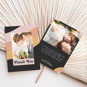 Modernes Retro 70er Rainbow Dark Flat Foto Dankeskarte