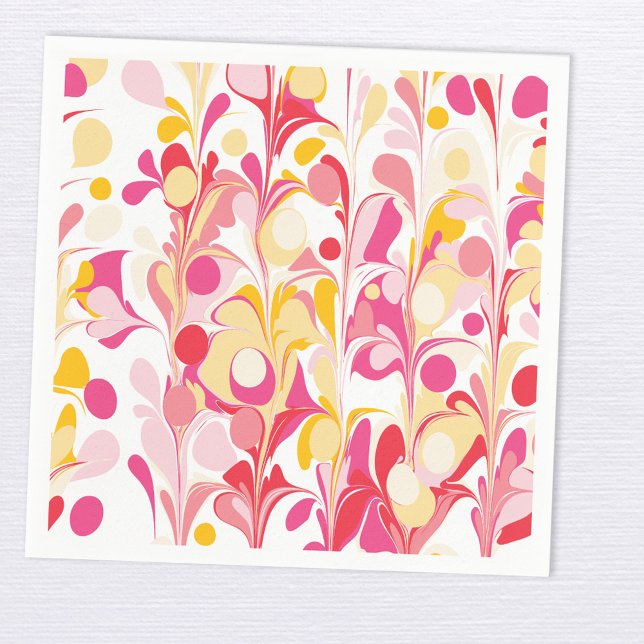 Modernes Retro-Abstrakt rosa Serviette (Modern retro groovy abstract pattern paper party napkin)