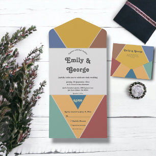 Modernes Retro-Ambiente All In One Einladung