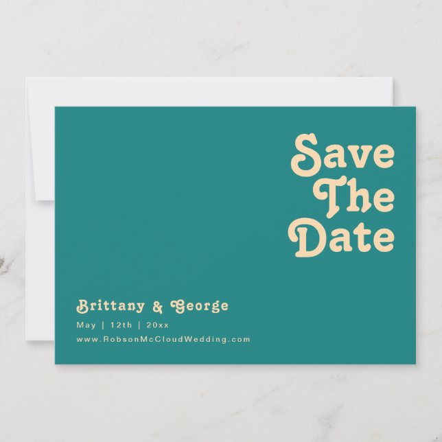 Modernes Retro | Aquamarin Horizontal Save the Dat Save The Date (Vorderseite)