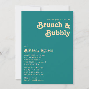 Modernes Retro   Aquamariner Brunch und Bubbly Ein Einladung