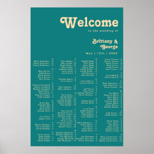 Modernes Retro   Aquamarines Alphabetisches Sitzpl Poster
