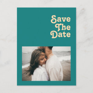 Modernes Retro AQUAMARINES FOTO SAVE THE DATE Einladungspostkarte