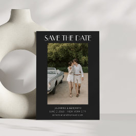 Modernes Retro Art Deco Foto Hochzeit Schwarz Save The Date