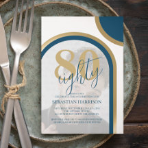 Modernes Retro Blau und Gold Foto Geburtstag