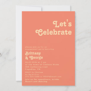 Modernes Retro Coral Let's Celebrate Invitation Einladung