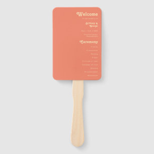 Modernes Retro   Coral Wedding Program Hand Fan Fächer