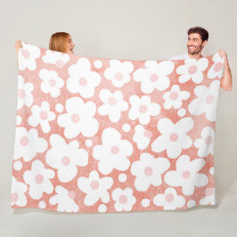 Modernes Retro Daisy Pink Terracotta Pattern Fleecedecke