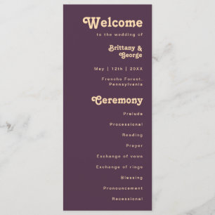 Modernes Retro   Dark Lila Cream Wedding Program Programm