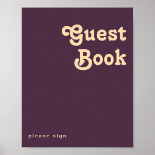 Modernes Retro   Dark Lila Guest Book Sign Poster
