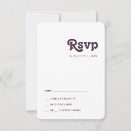Modernes Retro | Dark Lila Rounded RSVP Card Karte