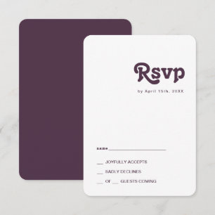Modernes Retro   Dark Lila Rounded RSVP Card Karte