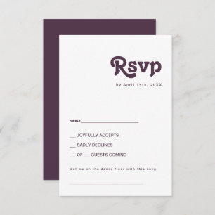 Modernes Retro Dark Lila Song Request RSVP Card