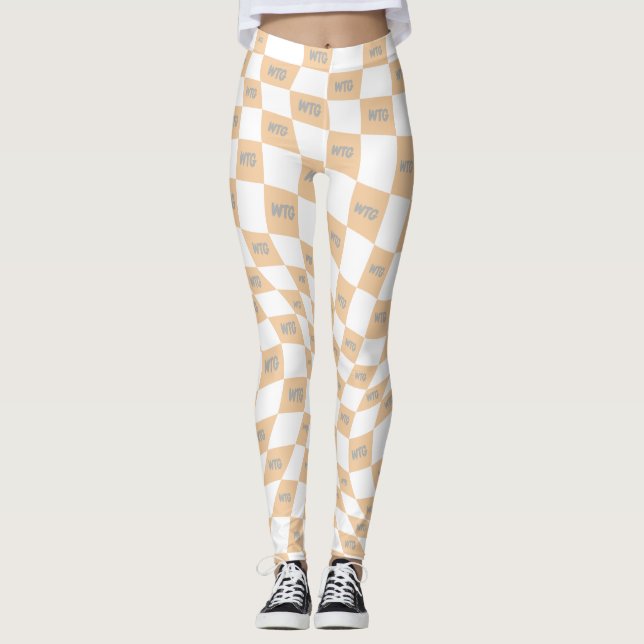 Modernes Retro-Design in beige und grau Leggings (Vorderseite)